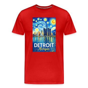 Détroit, Michigan - T-shirt bio Premium Homme - rouge - Devant - Damien (186cm)