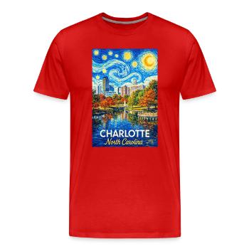 Charlotte, Caroline du Nord - T-shirt bio Premium Homme - rouge - Devant - Damien (186cm)