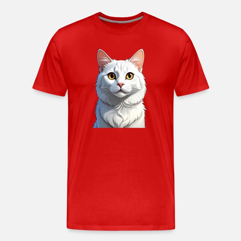 weiße Katze - Männer Premium Bio T-Shirt - Rot