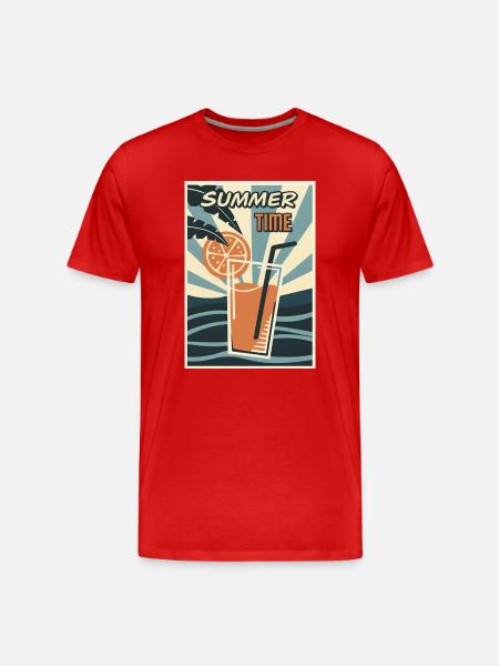 Boisson Orange d’été rétro - T-shirt bio Premium Homme - rouge