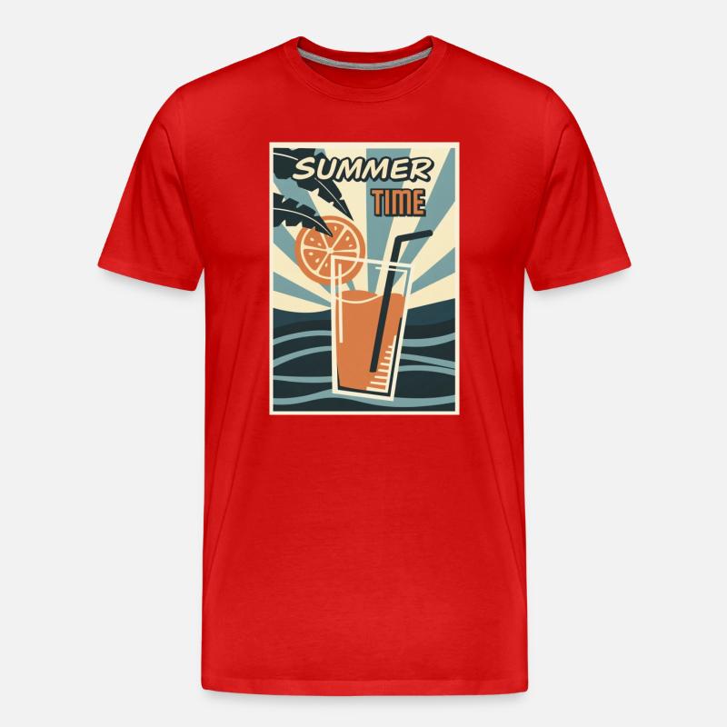 Sommerzeit Orange Drink Retro - Männer Premium Bio T-Shirt - Rot
