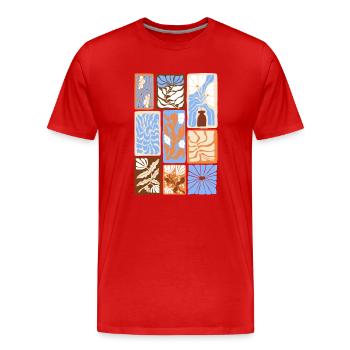 Abstrakte botanische Muster - Männer Premium Bio T-Shirt - Rot - Vorne - Damien (186cm)