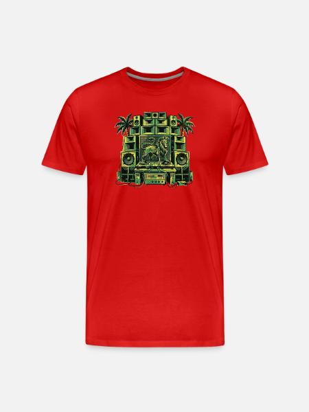 Reggae Lion Dub Soundsystem - Men's Premium Organic T-Shirt - red