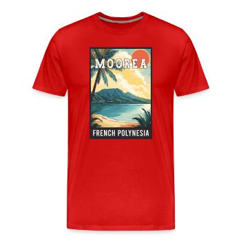 Entdecken Sie tropische Moorea in Französisch-Polynesien - Männer Premium Bio T-Shirt - Rot - Vorne - Damien (186cm)