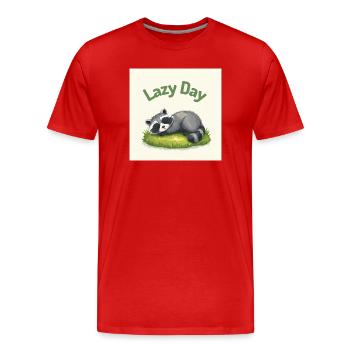 Raccoon at Rest - Men's Premium Organic T-Shirt - red - Front - Damien (186cm)