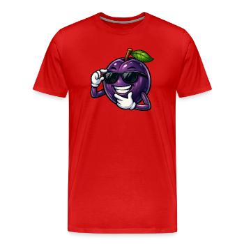 Dessin animé Prune Cool Été des Fruits - T-shirt bio Premium Homme - rouge - Devant - Damien (186cm)