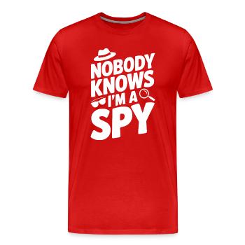 Personne ne sait que je suis un espion - T-shirt bio Premium Homme - rouge - Devant - Damien (186cm)