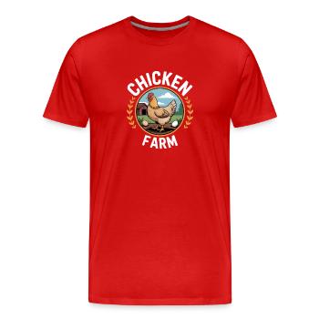 Chicken Farm Hühnerhalter Huhn - Männer Premium Bio T-Shirt - Rot - Vorne - Damien (186cm)