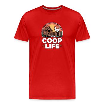 Coop Life Hühnerhalter Huhn - Männer Premium Bio T-Shirt - Rot - Vorne - Damien (186cm)