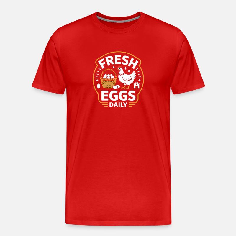 Fresh Eggs Daily Hühnerhalter Huhn - Männer Premium Bio T-Shirt - Rot