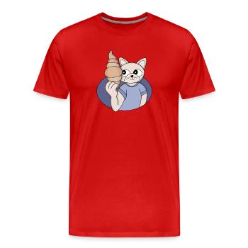 Chat croissant drôle - T-shirt bio Premium Homme - rouge - Devant - Damien (186cm)