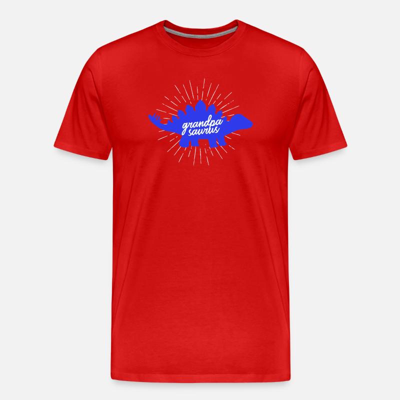 Grandpasaurus Stegosaurus Dinosaurier-Opa - Männer Premium Bio T-Shirt - Rot