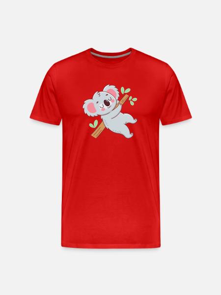 Cuddly koala on branch - Men's Premium Organic T-Shirt - red