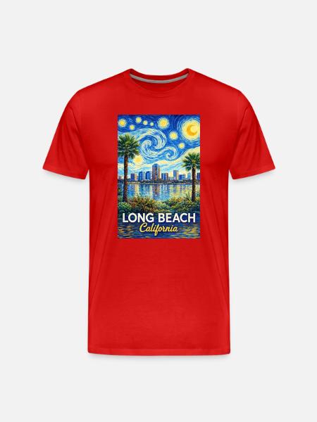 Long Beach, California - Men's Premium Organic T-Shirt - red