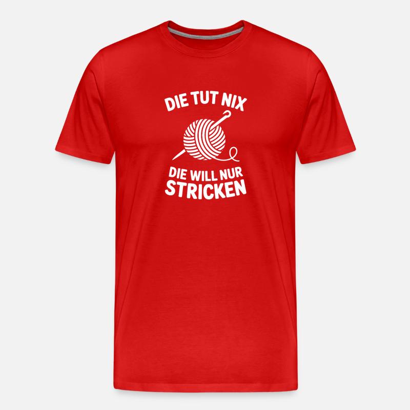 Die Nadel Will Stricken – Strickdesign - Männer Premium Bio T-Shirt - Rot