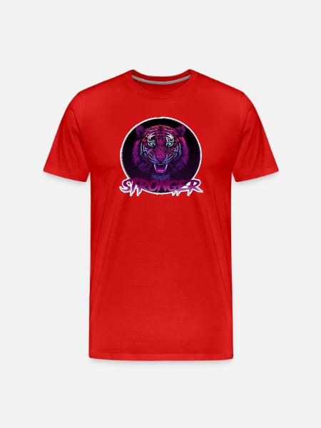 Wild Neon Tiger - Stronger - Men's Premium Organic T-Shirt - red