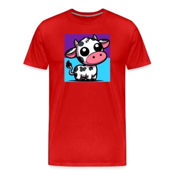 cow - Men's Premium Organic T-Shirt - red - Front - Damien (186cm)