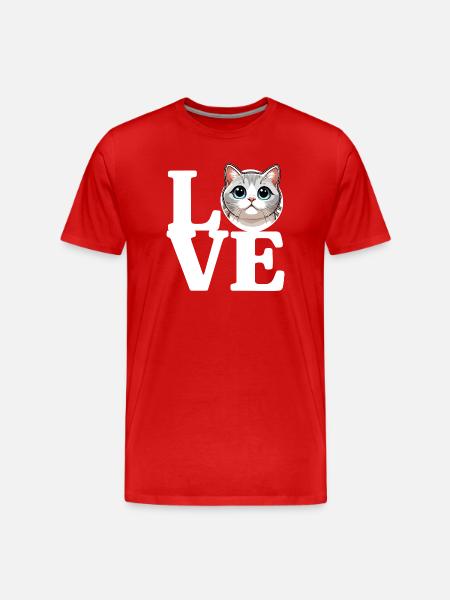 J’ADORE Chat Amoureux Chat Drôle - T-shirt bio Premium Homme - rouge