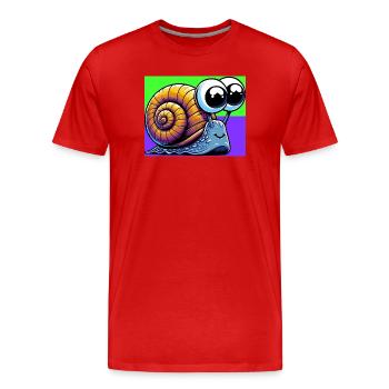 Snail - Men's Premium Organic T-Shirt - red - Front - Damien (186cm)