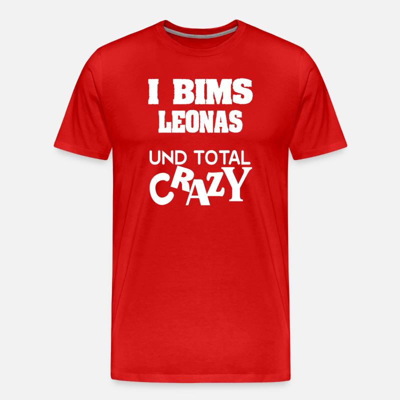 Leonas als Crazy - Männer Premium Bio T-Shirt - Rot