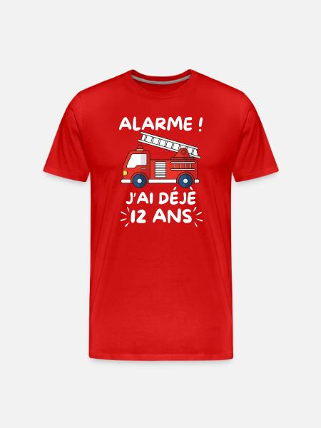 Camion Pompier 12 Ans Anniversaire - T-shirt bio Premium Homme - rouge