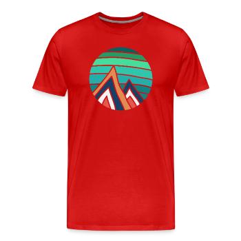 Turquoise Circle Mountains - Men's Premium Organic T-Shirt - red - Front - Damien (186cm)