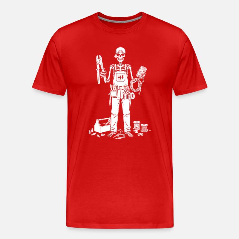 Skelett-Elektriker mit Toolkit - Männer Premium Bio T-Shirt - Rot