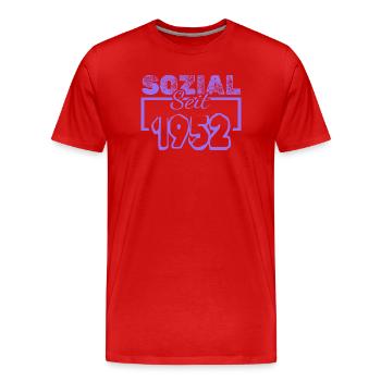 Sozial 1952 - Männer Premium Bio T-Shirt - Rot - Vorne - Damien (186cm)