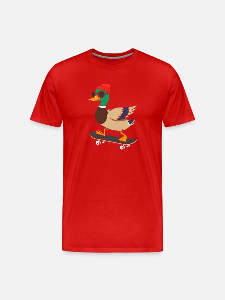 Skate-Duck with hat and sunglasses - Men's Premium Organic T-Shirt - red