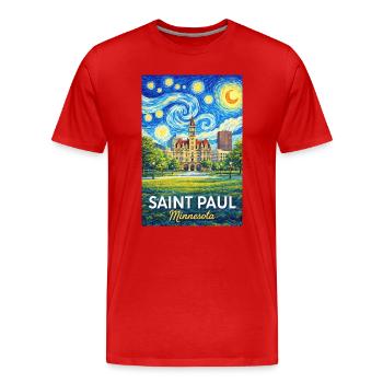 Saint Paul, Minnesota - T-shirt bio Premium Homme - rouge - Devant - Damien (186cm)