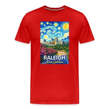 Raleigh, Caroline du Nord - T-shirt bio Premium Homme - rouge - Devant - Damien (186cm)