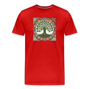 Vitrail circulaire de l’Arbre de Vie - T-shirt bio Premium Homme - rouge - Devant - Damien (186cm)