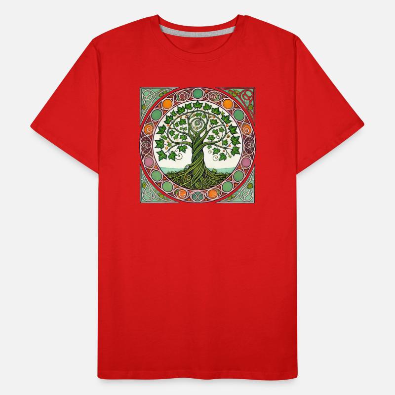 Vitrail circulaire de l’Arbre de Vie T-shirt bio Premium Homme