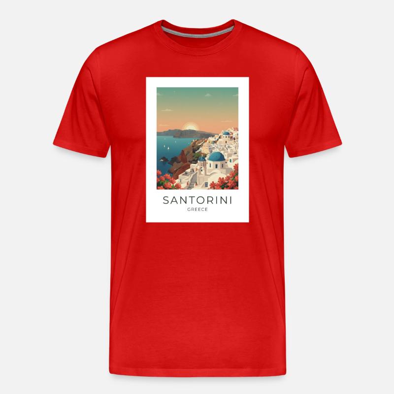 Sunset Santorini Vista - Männer Premium Bio T-Shirt - Rot