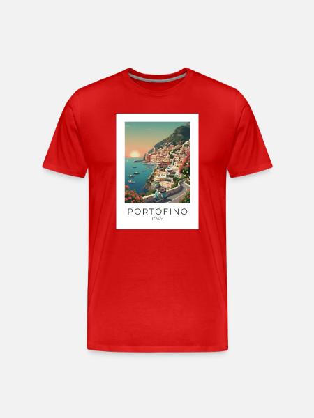 Portofino Coastal Idyll - Men's Premium Organic T-Shirt - red