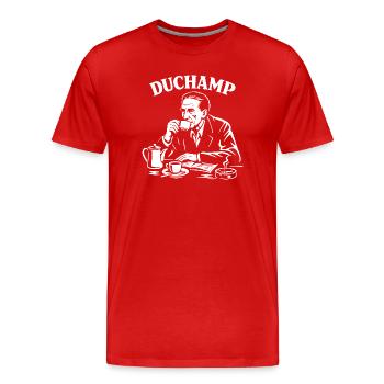Marcel Duchamp Dada Coffee Portrait - Men's Premium Organic T-Shirt - red - Front - Damien (186cm)