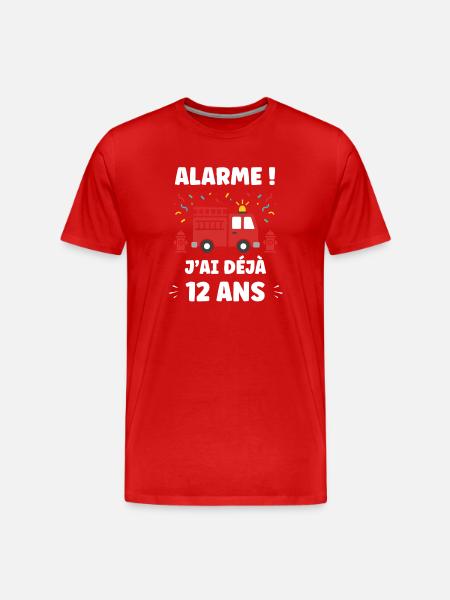 Alarme Pompier Déjà 12 Ans - T-shirt bio Premium Homme - rouge
