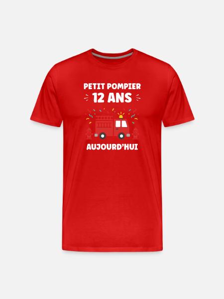 Petit Pompier 12 Ans Aujourd'hui - T-shirt bio Premium Homme - rouge
