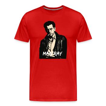 Man Ray Rebellenporträt in Leder - Männer Premium Bio T-Shirt - Rot - Vorne - Damien (186cm)