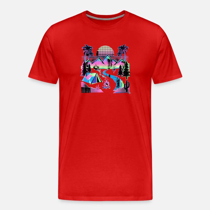 Retro Wave Camper - Männer Premium Bio T-Shirt - Rot