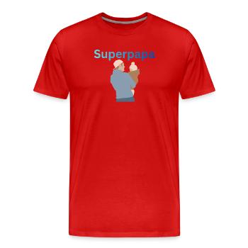 LIEBEVOLL Superpapa - Männer Premium Bio T-Shirt - Rot - Vorne - Damien (186cm)