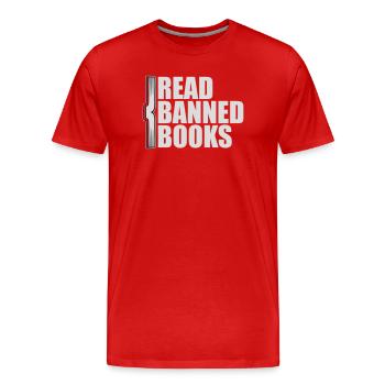Read Banned Books Verbotene Bücher Lesen Freiheit - Men's Premium Organic T-Shirt - red - Front - Damien (186cm)