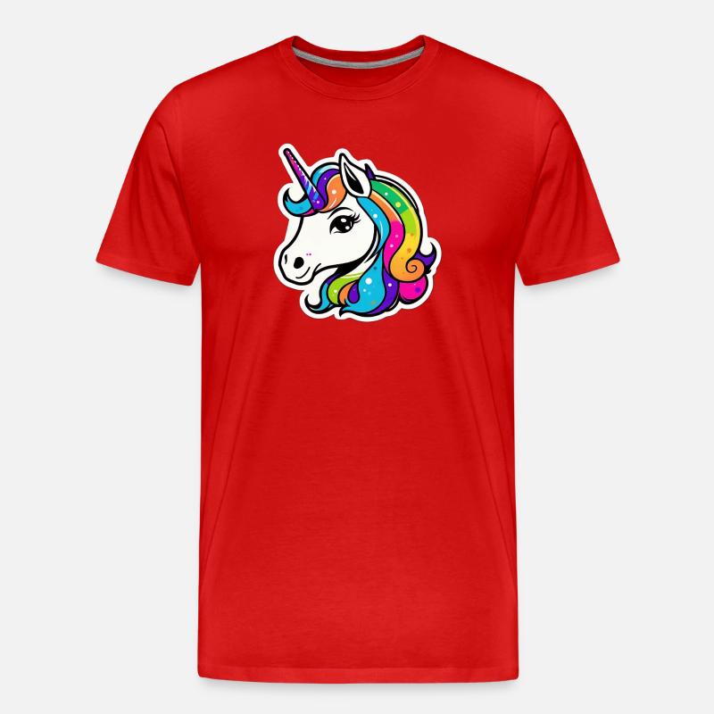 Helles Regenbogen-Einhorn - Männer Premium Bio T-Shirt - Rot
