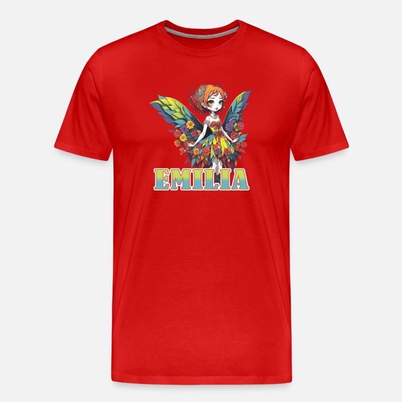 Emilia - Mädchenname - Fee  - Männer Premium Bio T-Shirt - Rot