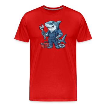 Schraubenhai Mechaniker-Motiv - Männer Premium Bio T-Shirt - Rot - Vorne - Damien (186cm)