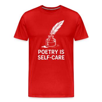 Poesie-Selbstfürsorge-Federdesign - Männer Premium Bio T-Shirt - Rot - Vorne - Damien (186cm)