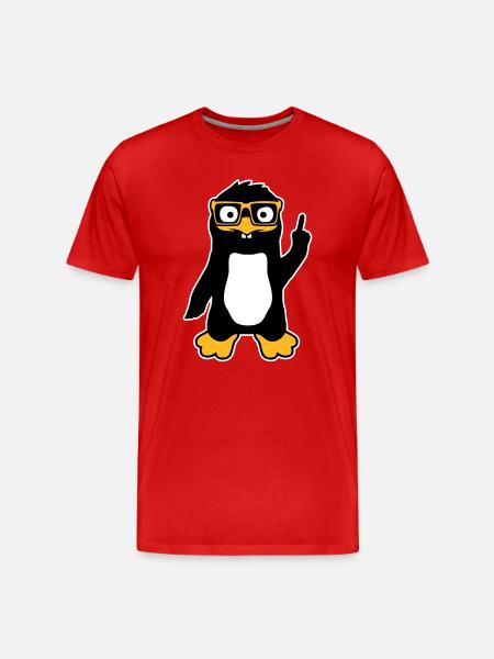 Pingvin Nørd briller Pegefinger selvtilfreds Lus - Herre Premium T-shirt økologisk - rød