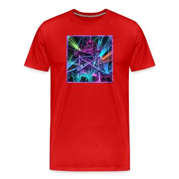 Retro Rave Electro - Männer Premium Bio T-Shirt - Rot - Vorne - Damien (186cm)