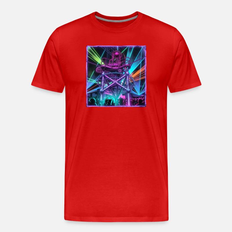 Retro Rave Electro - Männer Premium Bio T-Shirt - Rot