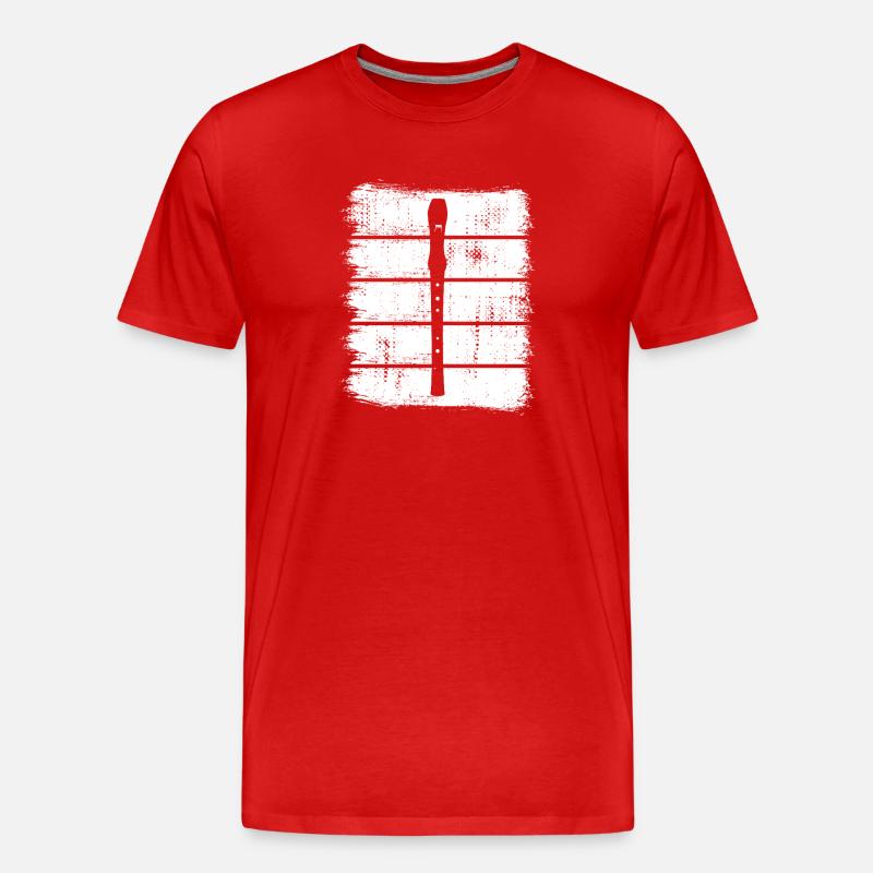Flöte Zeichnung - Männer Premium Bio T-Shirt - Rot